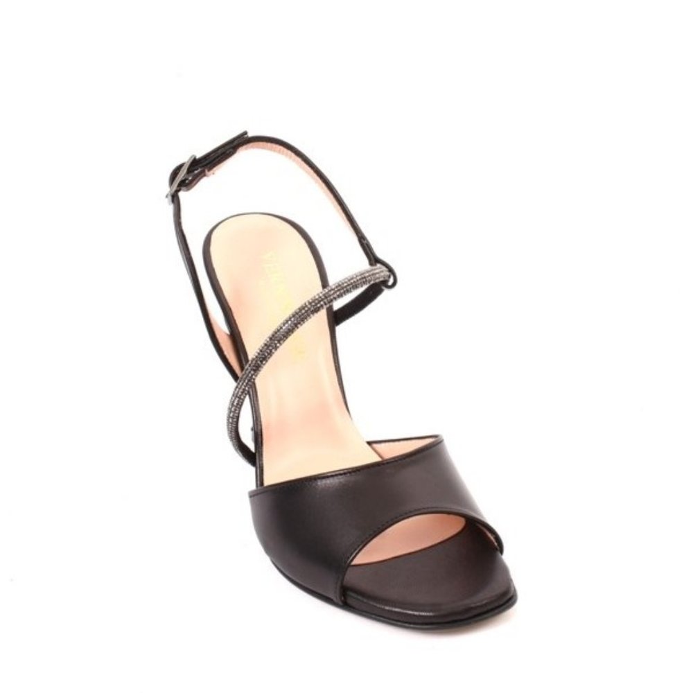 Vernissage 23842 Black Leather Heel Sandals Shoes